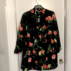 Dennis Basso Spring Flowered Poly knee length coat